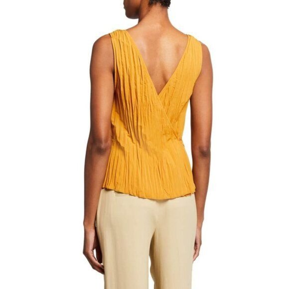 New  Vince Crushed Double V-Neck Tank in Light Tangerine Size S - Picture 10 of 10